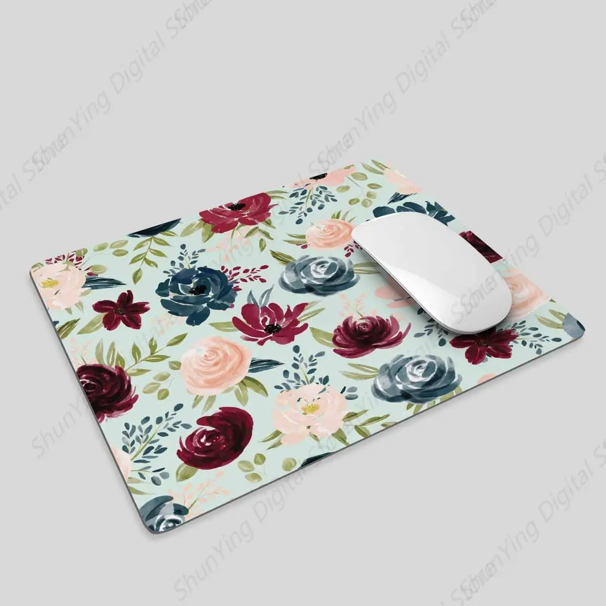 Pink Rose Red Chrysanthemum Computer And Laptop Mouse Pad Non Slip Rubber Base Mouse Pad 25*30cm