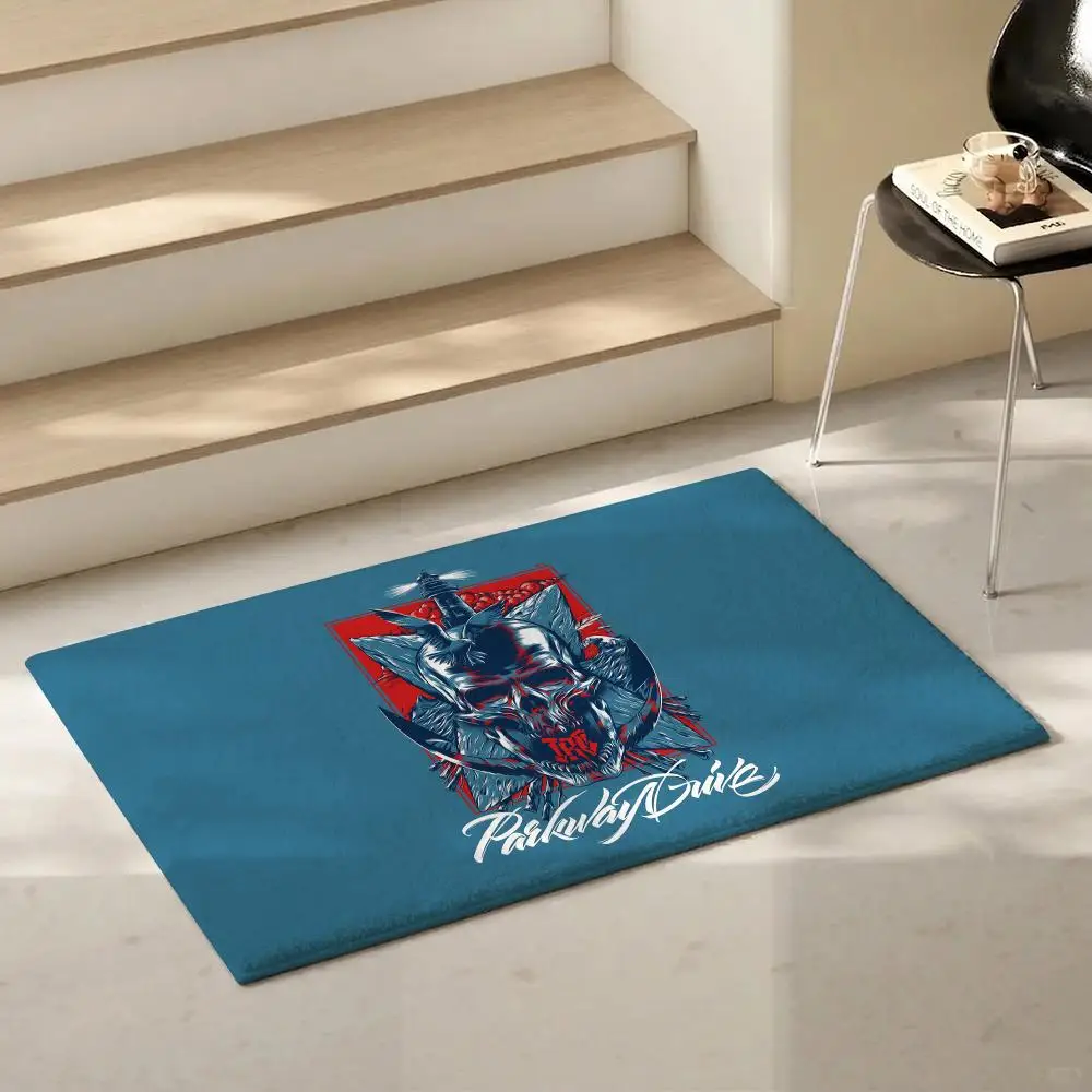 Metal Band P-Parkway DriveS Floor Mat Eco-Friendly Flannel Doormat Non-Slip Odorless Soft Short Plush Indoor Floor Rug