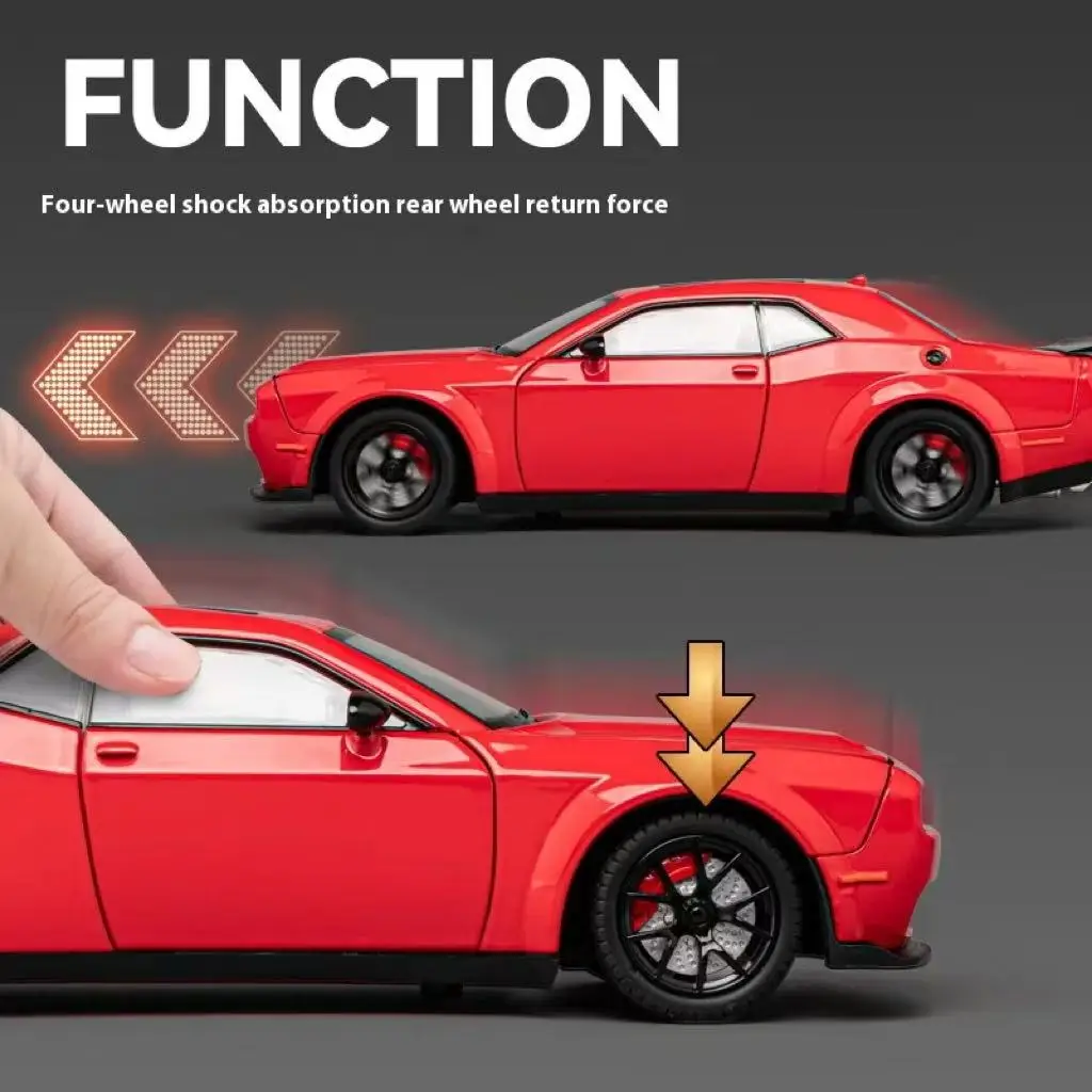 1:32 Scale Hellcat Challenger Die-cast Toy Vehicle, Pull-back Drive with Sound-Light Features