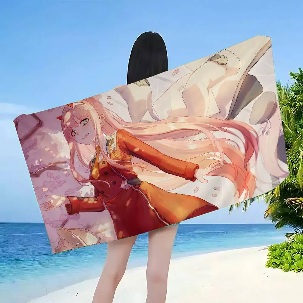Zero Two DARLING In The FRANXX Anime Microfiber Printed Beach Towel Mountain Climbing Yoga Beach Swimming Absorbent Soft Towel