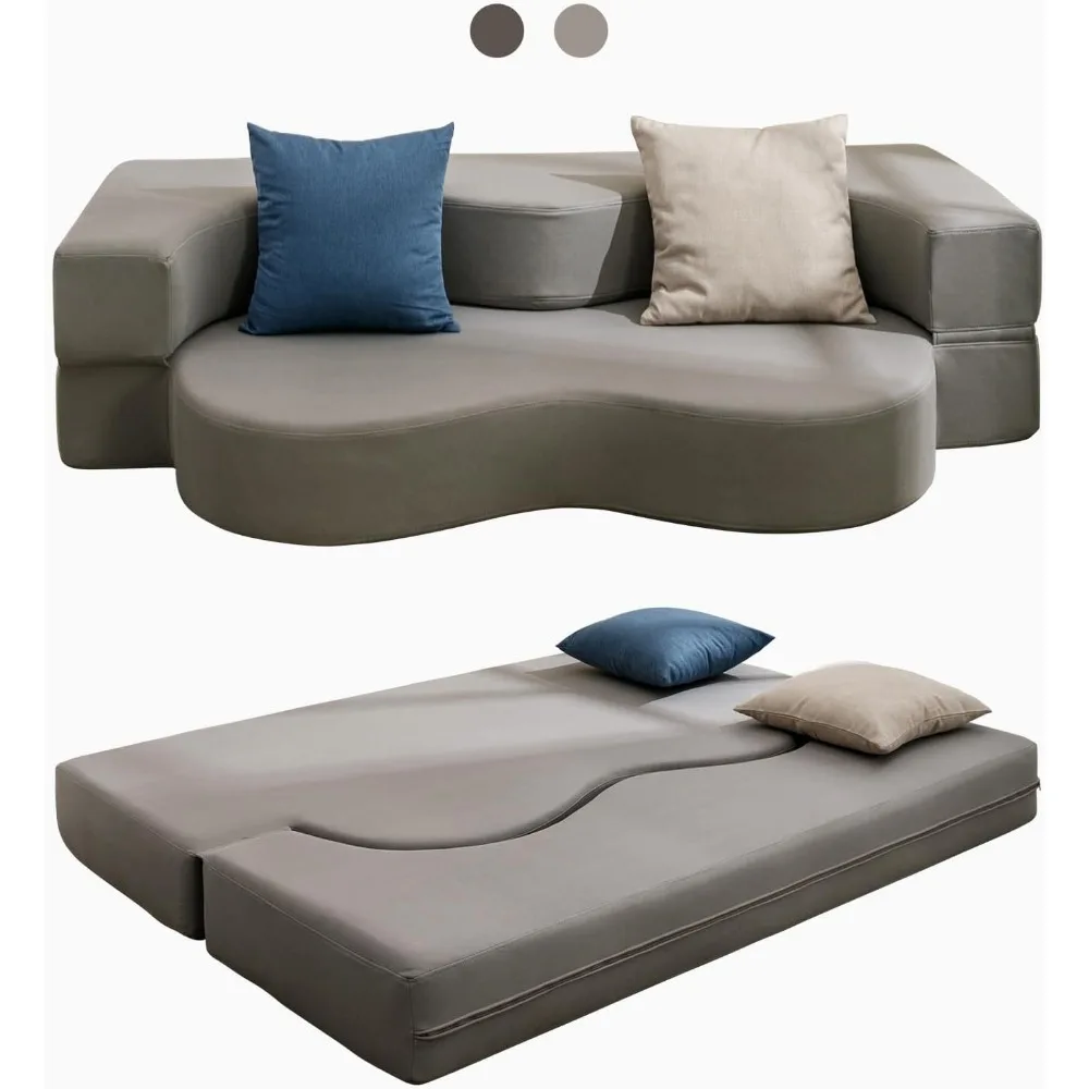 Трансформируемый полноразмерный диван-кровать с пенопластовым складным матрасом, спальным футоном, тканью, походой на кожу, удобным решением для сна