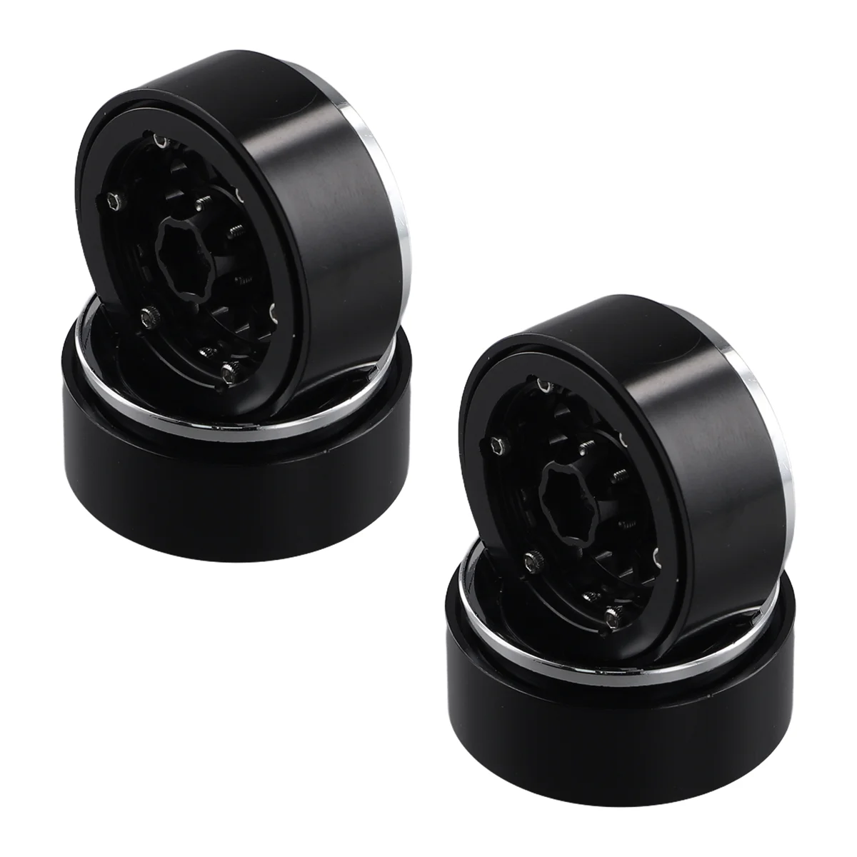 

Practical 4PCS 1.3 Inch Beadlock Wheel Hub Rims for RC Crawler Car Axial 1/24 1/18 TRX4M SCX24 Upgrade Parts,Silver & Black