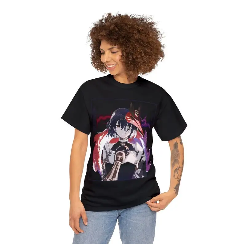 Kujou Sara Genshin Impact Aesthetic Anime Vaporwave Unisex Heavy Cotton Tee