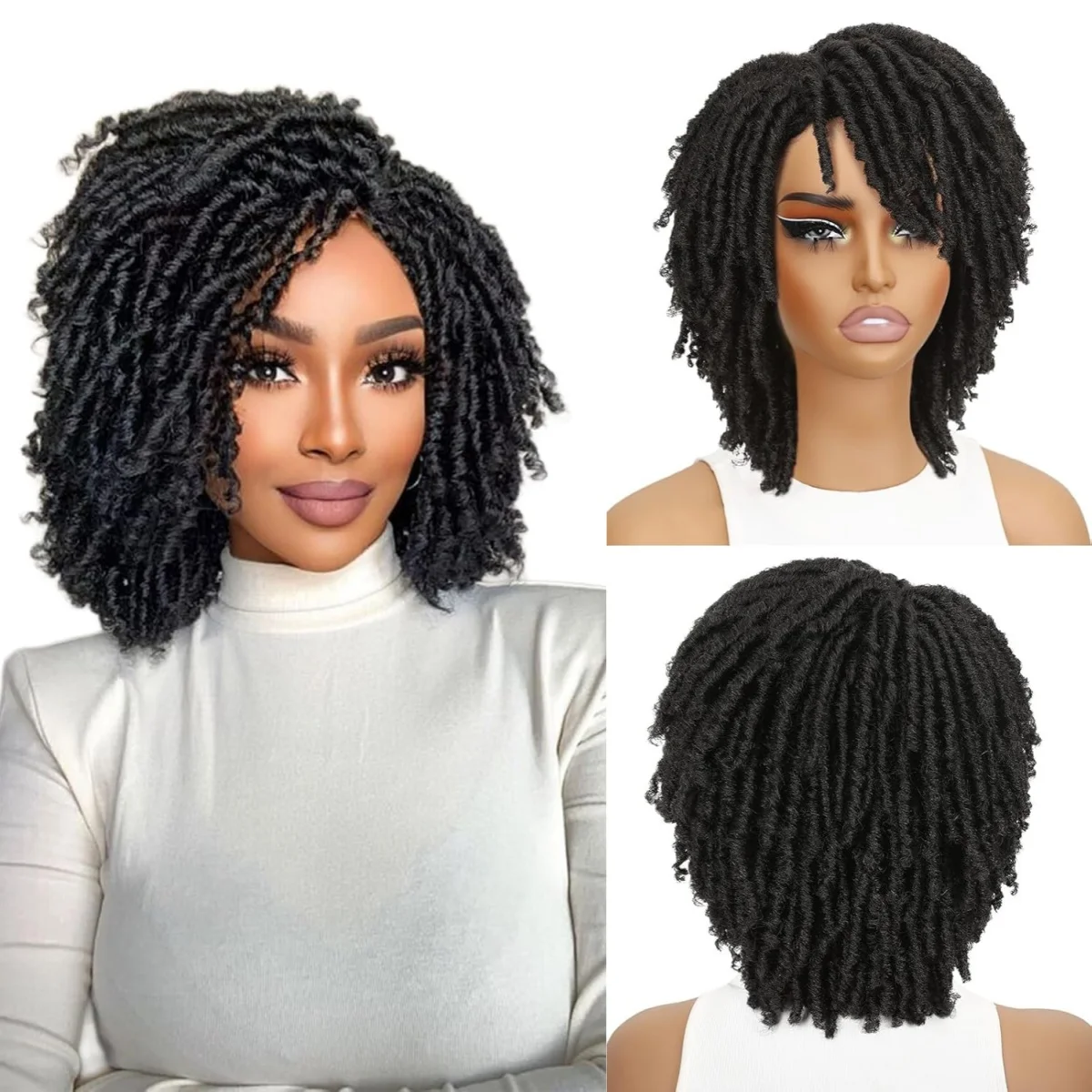 

Черный синтетический парик из искусственных локонов, короткие вьющиеся афро косы, бесклеевые натуральные вьющиеся волосы, дреды для женщин, этнические прически