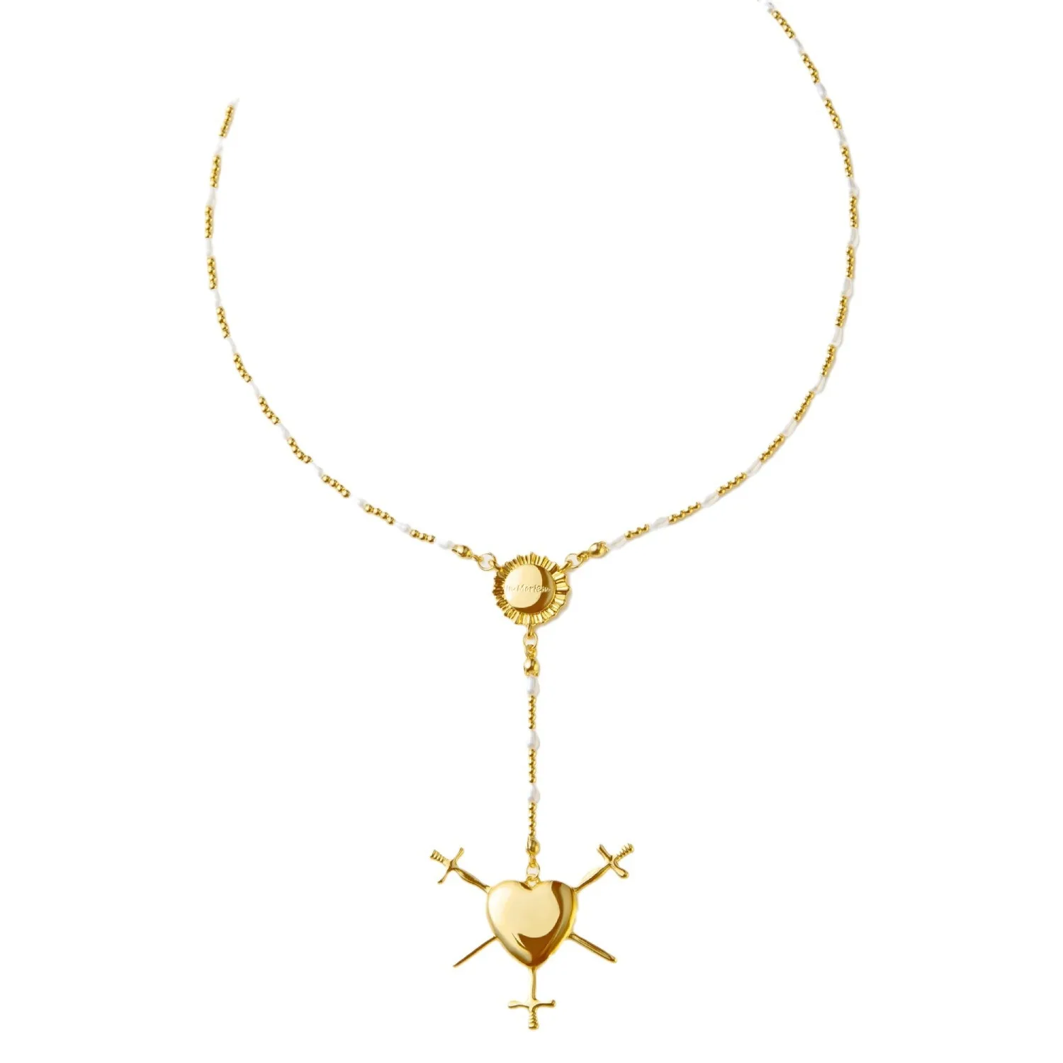 Gold Plated Copper Heart Cross Pendant Necklace Women\'s Faith Clavicle Chain Christianity Halloween Christmas Jewelry