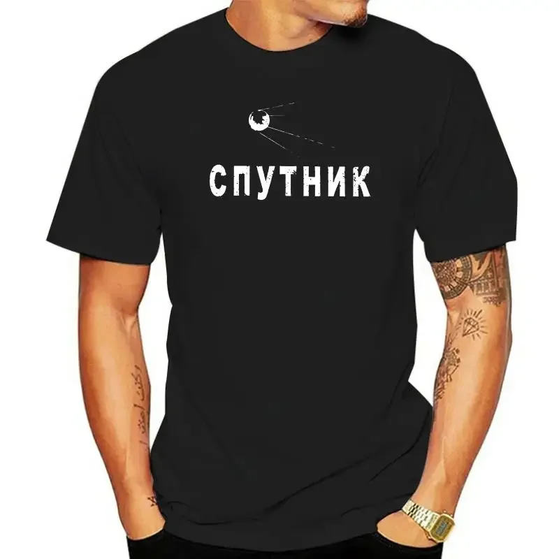 Cnythnk Russia Vintage Tshirt Men Cotton Novelty Tee Shirt Artificial Earth Satellite Tee Shirt Tops Printed Camisas Hombre