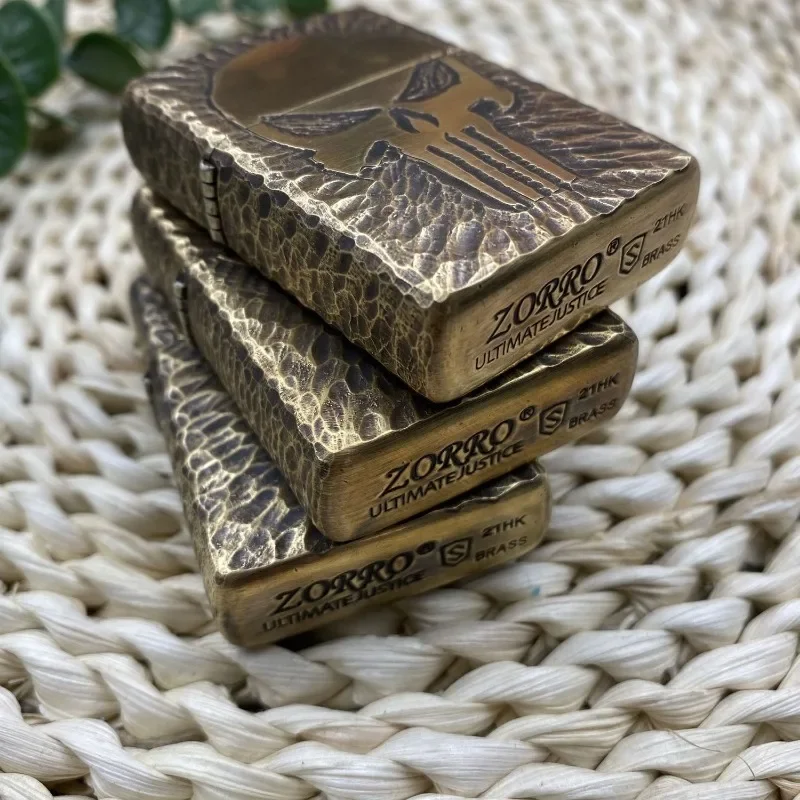 Zorro 902S Brass Thickened Windproof Kerosiene Lighter, Hand-carved Distressed Lighter Smoking Accessories Men's Holiday Gift
