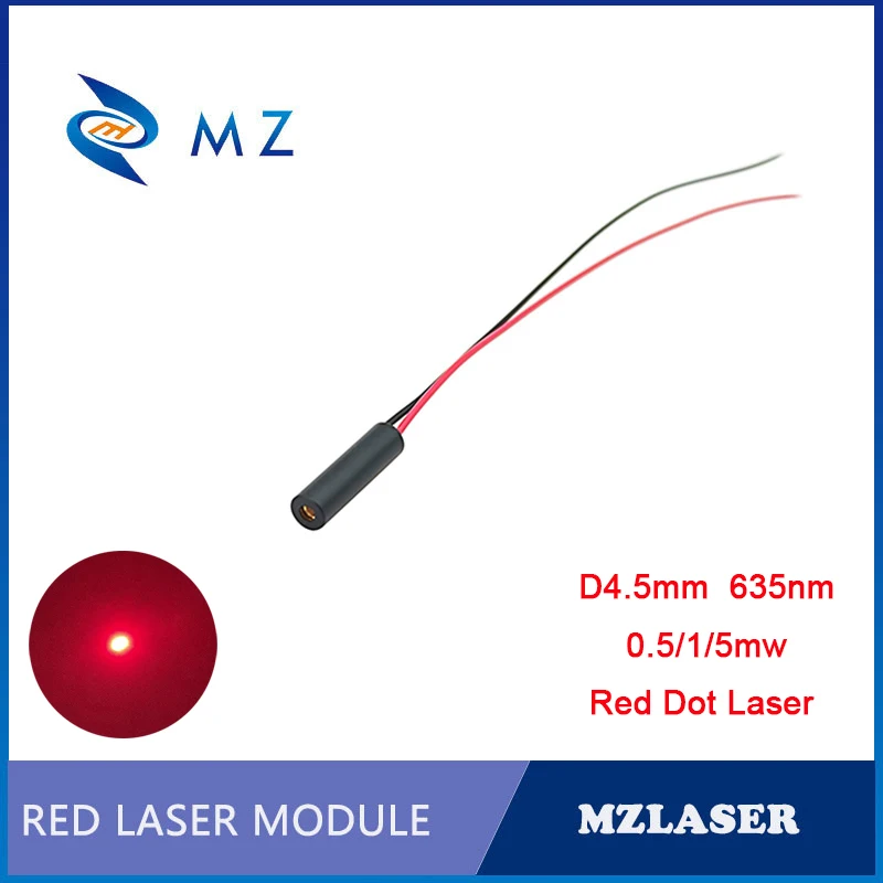 

Laser Diode Module Red Dot 635nm 0.5/1/5mW Industrial Grade High Quality Mini D4.5mm Glass Lens Class II~IIIA