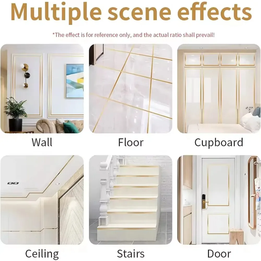 20m Self Adhesive Ceramic Tile Mildewproof Gap Tape Decor Gold Silver Black for Wall Tile Floor Tape Sticker Home Decorations image 2