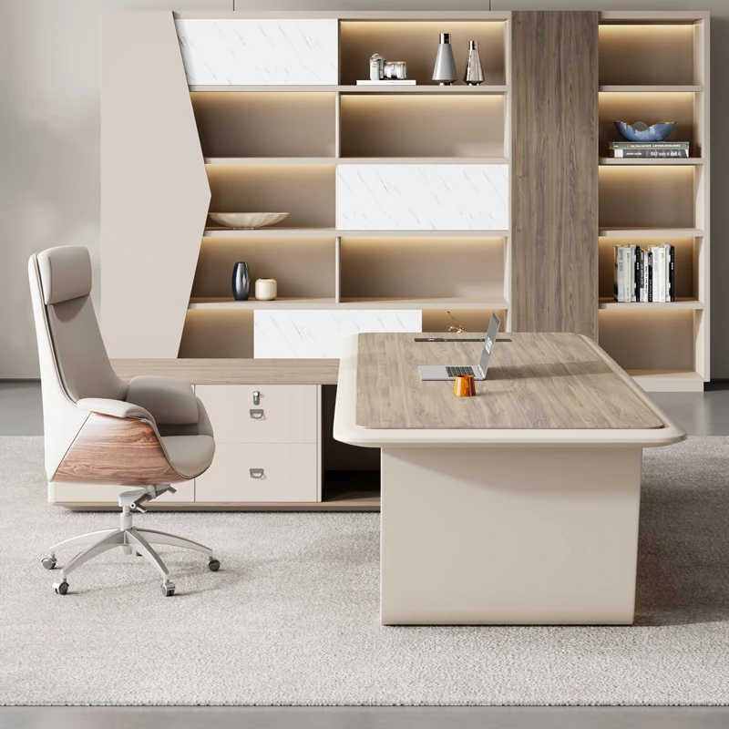 Boss Manager President Simple Modern Executive Office L Shape Desk With Drawers Storage Filing Cabinet Chair Computer Desk Large