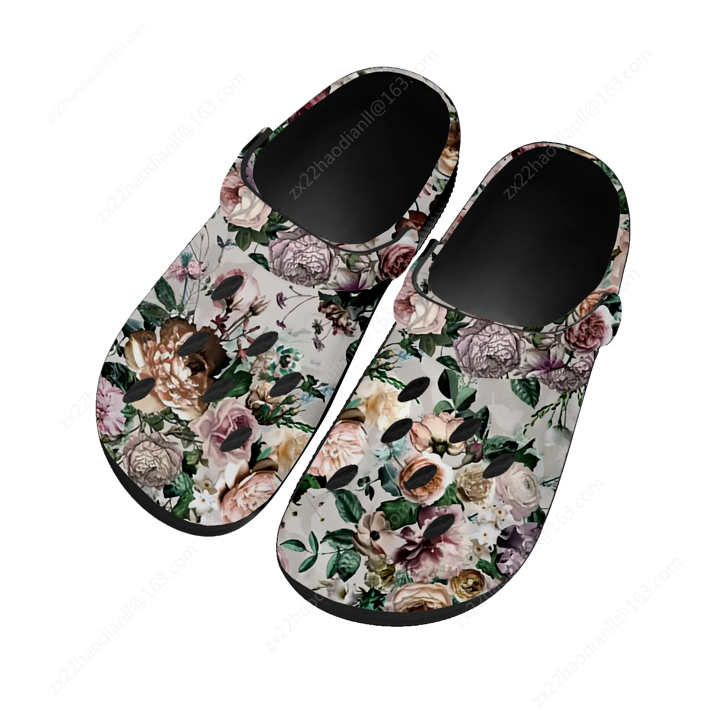 

Pretty Dark Tropical Flower Print Home Clog Mens Women Youth Boy Girl Sandals Shoes Garden Custom Made Shoe Beach Hole Slippers