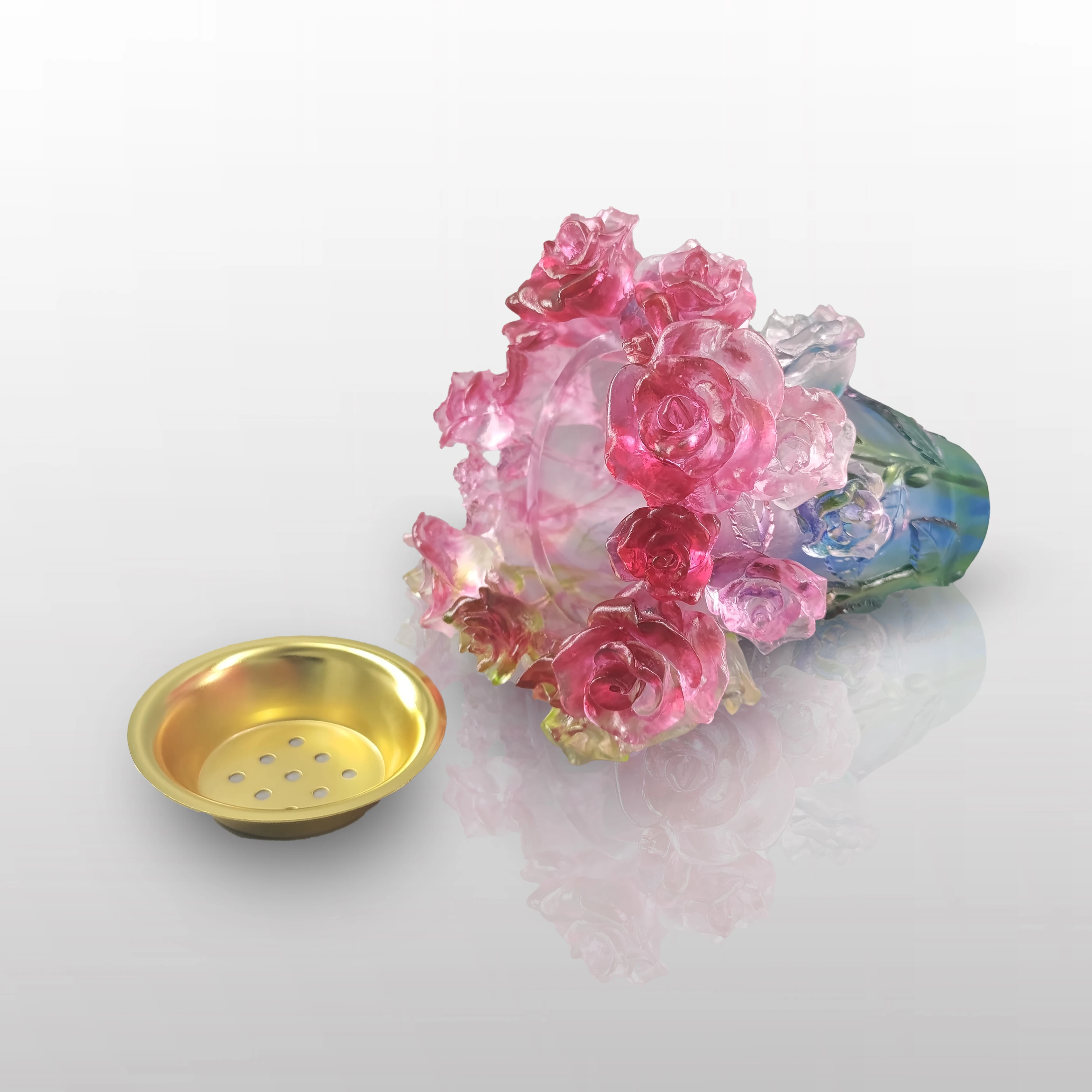 Decorative Rose Shaped Vase Crystal Crafts For High-end Home Decor