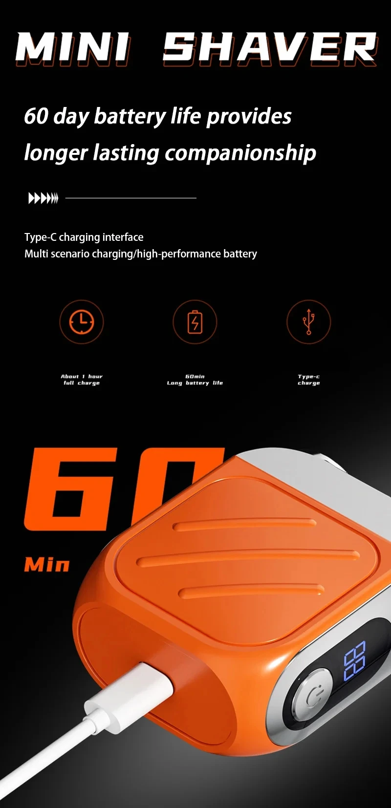 Lenovo Electric Razor IPX7 Waterproof Ultra-clean Mini Dual-head Magnetic Shaving Portable Digital Display Electric Beard Shaver