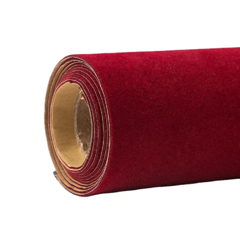 

45cm*2m Wine Red Self-adhesive Flocking Velvet Fabric Sticky Back Self Adhesive Velvet Fabric Craft Sticker for Jewelry Box