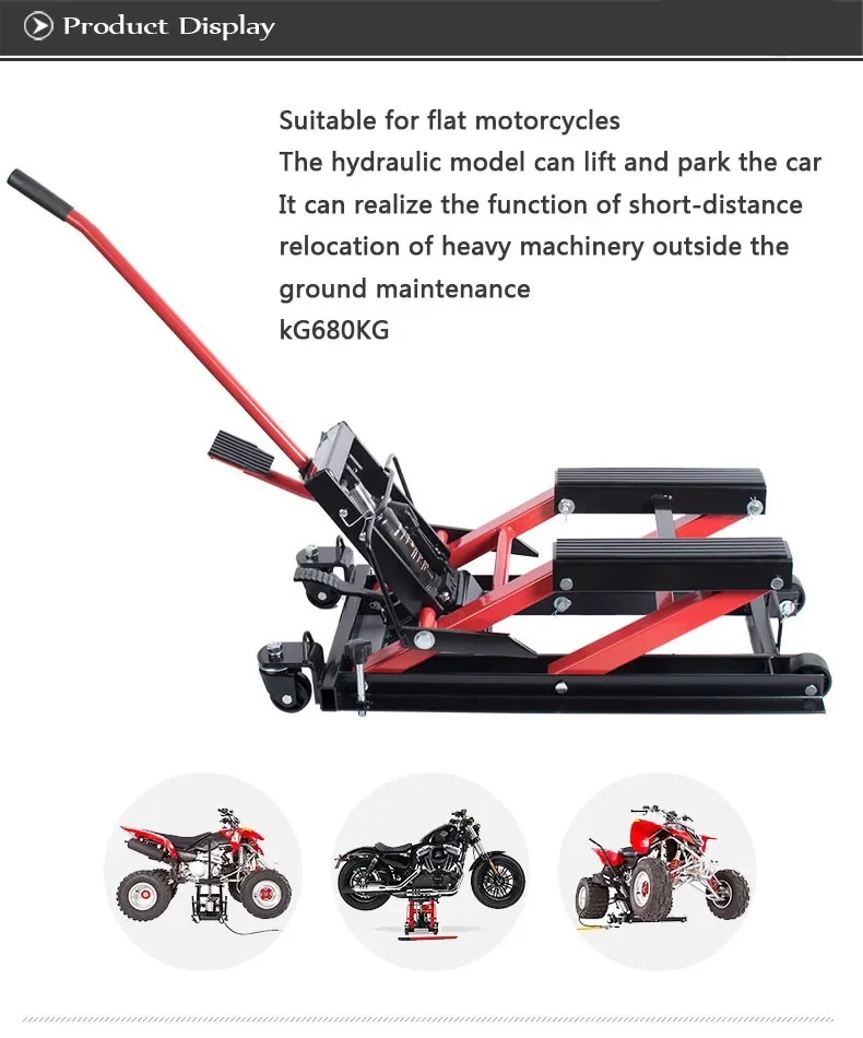 Portable Motorcycle Jack Lifting Table Electric Vehicle Hydraulic Jack Motor Vehicle Lifting Tool 680KG Load-Bearing Capacity