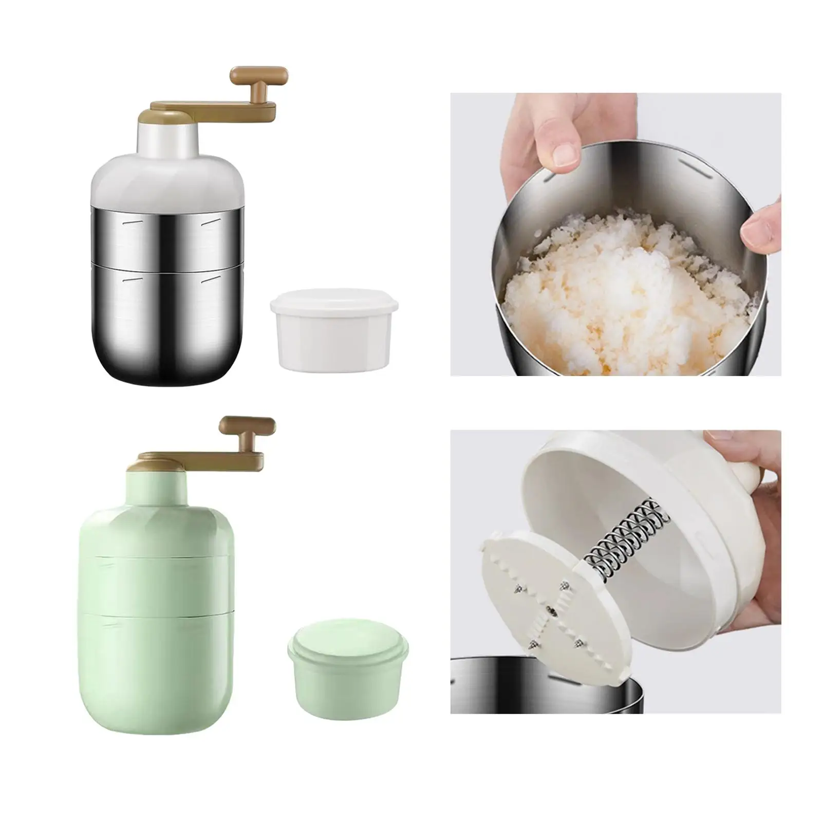 เครื่องบดน้ำแข็งแบบมือหมุนขนาดเล็กทำจากสเตนเลสสตีลสำหรับเด็กใช้ในครัวเรือนงาน DIY แบบโฮมเมดสนุกสนานพกพาสำหรับห้องครัวบาร์ปาร์ตี้