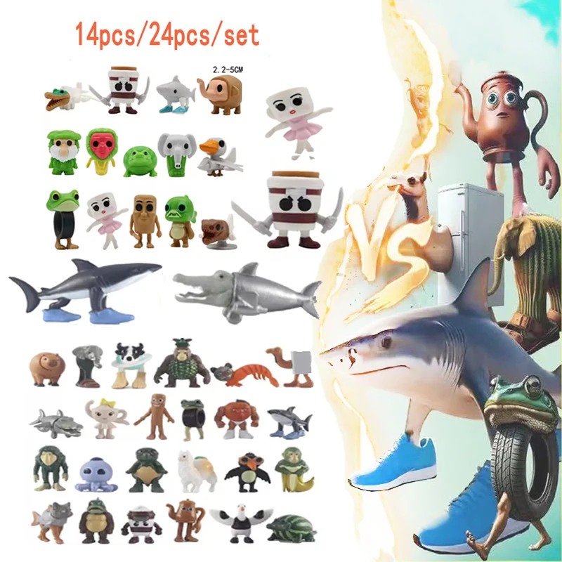 14 Stücke Italienische Brainrot Anime Action Figure Set Tung Tung Sahur Tralalero Tralala Bombardino Crocodilo Figuren Modell Spielzeug Geschenke