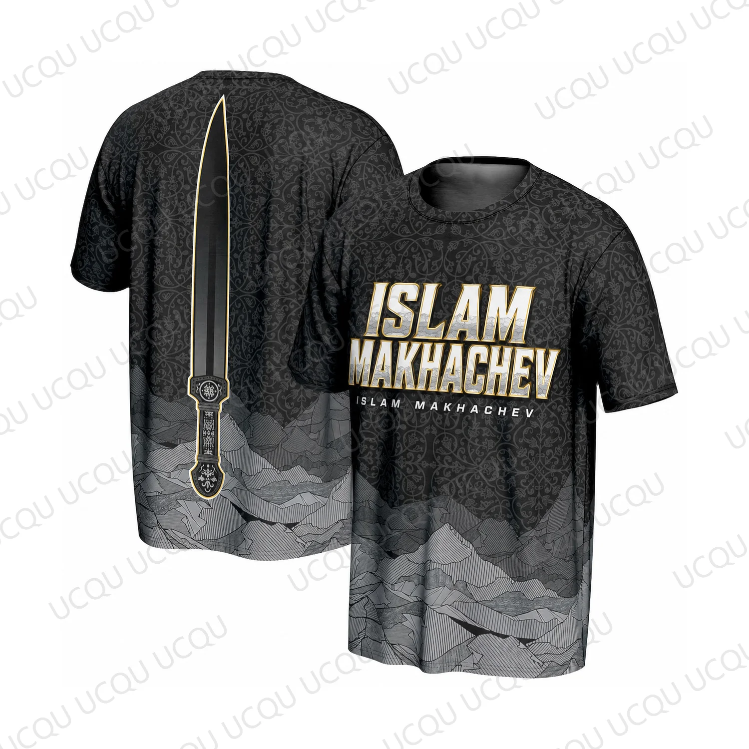 2026 Islam Makhachev Jersey Fight Shirt Combat Sports Fighter Training Top Black Gold Fan Gift Unisex