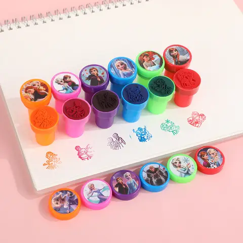 12pcs disney  Frozen Seal Stamps Party Favor Girls Anna Elsa Princess Birthday Party Gifts Stampers Classroom RewardsPrizesGifts