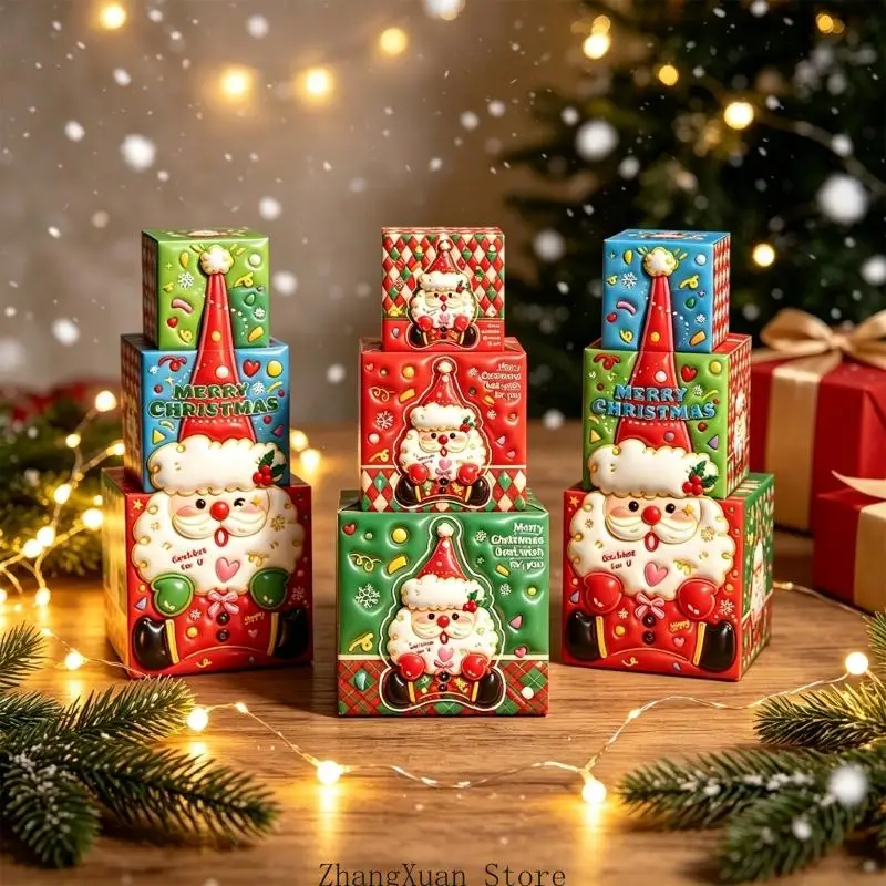 Weihnachtsgeschenkboxen, 3-teiliges Faltschachtel-Set aus Papier für Geschenke 3XUF – Detail 3