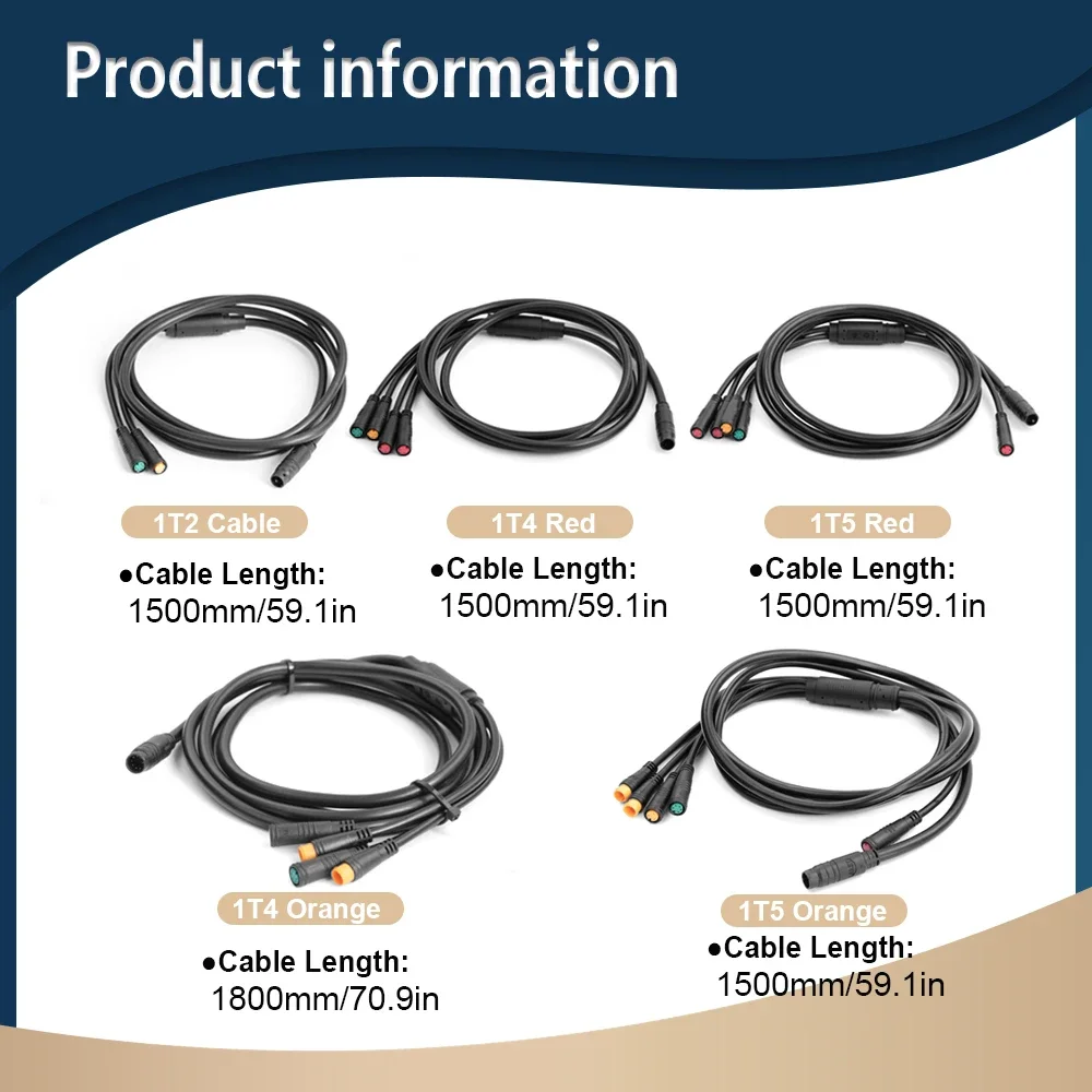 방수 케이블 8 핀/9 핀 1TO4/1TO5/1TO2 케이블 리드 KT 컨트롤러 모터 스로틀 브레이크 디스플레이 용 와이어