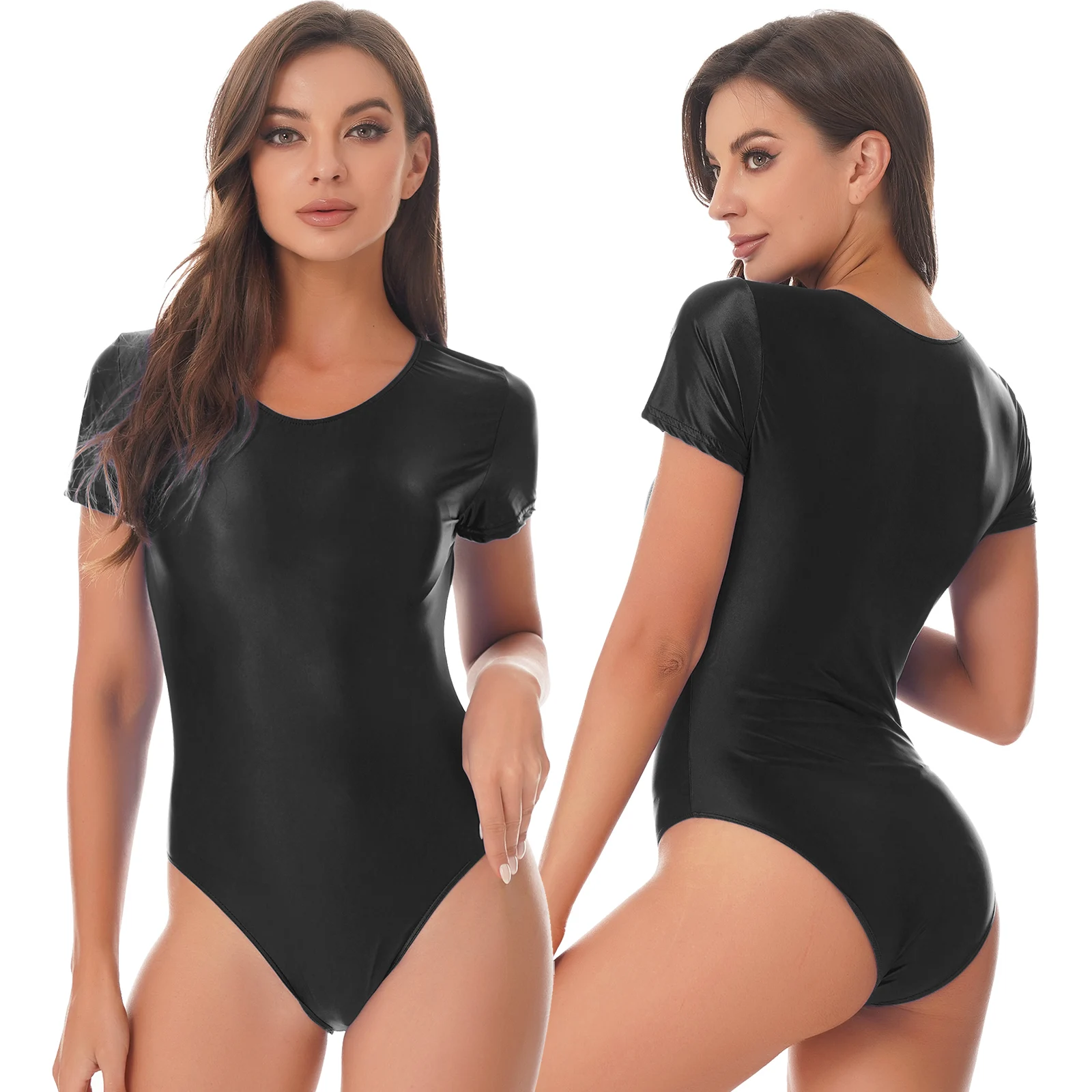 

Women Adult One-Piece Glossy Swimsuit Bodysuit Surfing Diving Pool Beach Swimwear Sports Gymnastics Jumpsuit Leotard