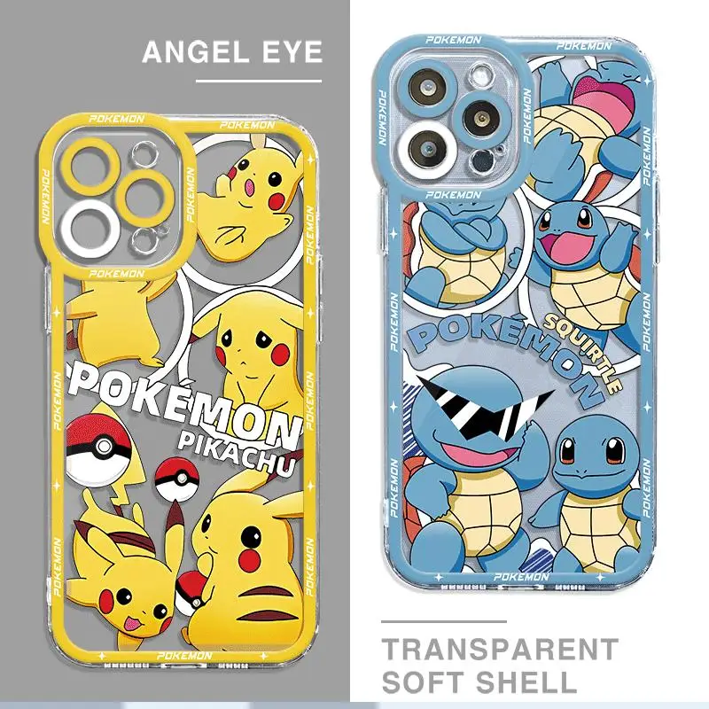 Pokémon Pikachu Squirtles Phone Case for Apple iPhone 15 Pro Max 13 14 Plus 12 Mini 11 Pro XR 8 SE 7 6S XS MAX Matte Armor Cover