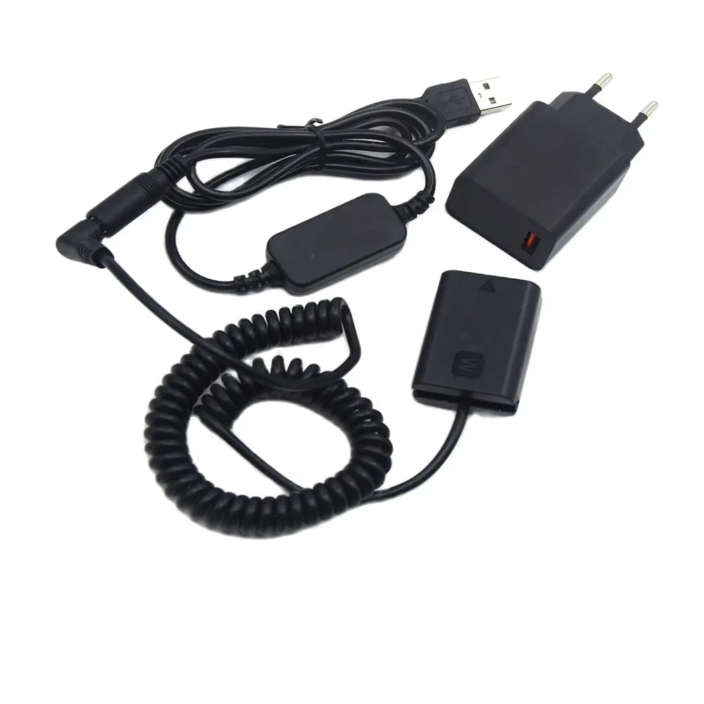 AC-PW20 DC Coupler NP FW50 Dummy Battery with USB Charger DC Charging Cable for Sony ZV-E10 A6000 DSC-RX10 NEX3 A3500 A3000