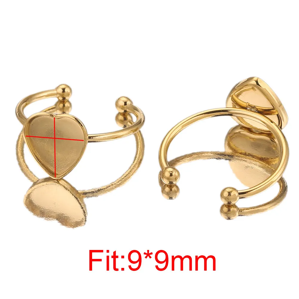 10 Stück verstellbare offene Ringfassungen aus Edelstahl, leere Basis, Lünette, Cabochons, Ringe für Schmuckmaterialien, DIY-Zubehör – Detail 9