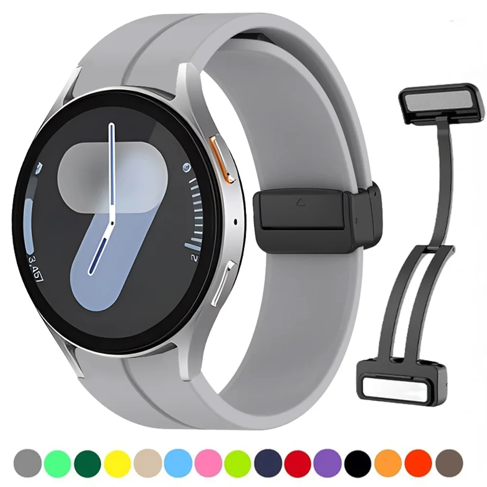 Silikonarmband für Samsung Galaxy Watch 6 Classic 47mm 43mm 5 Pro 45mm, Sportarmband mit magnetischer Schnalle für Watch 4/5/6/7 44mm 40mm