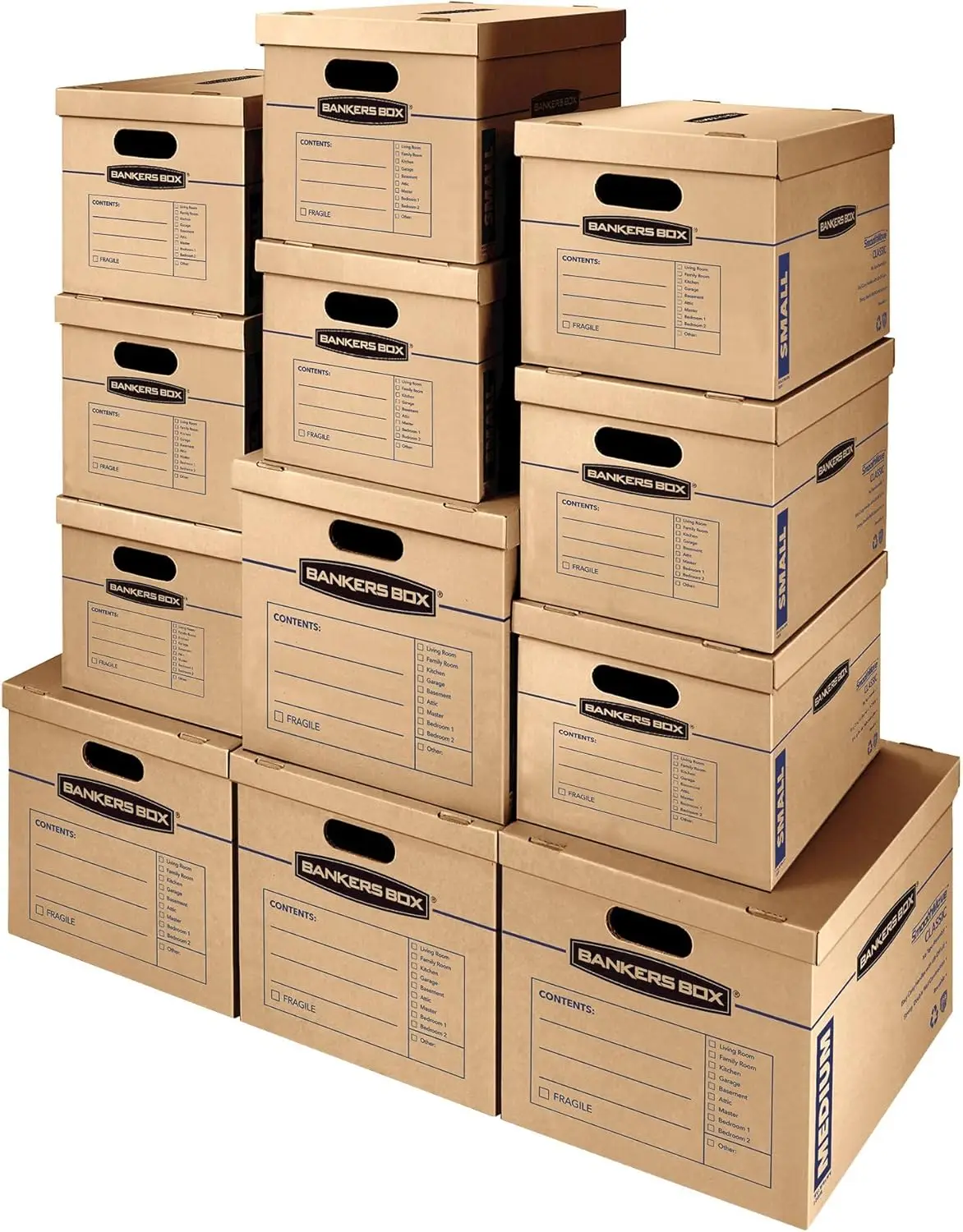 

12-Pack Moving Boxes Kit with Reinforced Handles, Tape-Free Assembly, 8 Small & 4 Medium Boxes