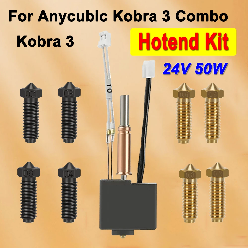 Hotend Kit For Anycubic Kobra 3 Hotend Thermistor Heating Tube 24v 50w For Anycubic Kobra 3 Combo 3D Printer Parts Kit Upgrade