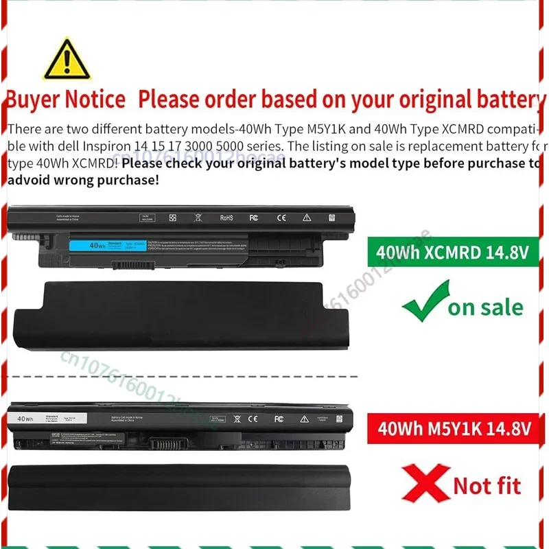 بطارية جديدة 40Wh 14.8V XCMRD لأجهزة Dell Inspiron 5748 5749 P26E001 P26E 04WY7C شحن سريع