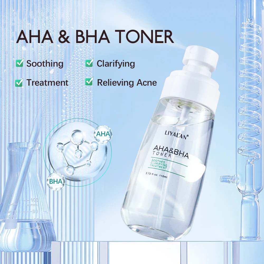 110ml AHA BHA Facial Toner Spray Acne Treatment Clarifying Soothing Skin Lightening Moisturizing Relieving Blackheads Skin Care