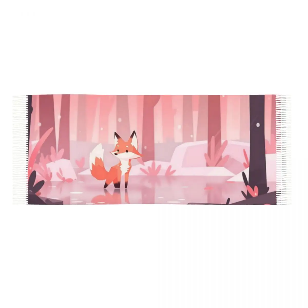 Pequeno Fox In The Woods Xale Um lenço com borla