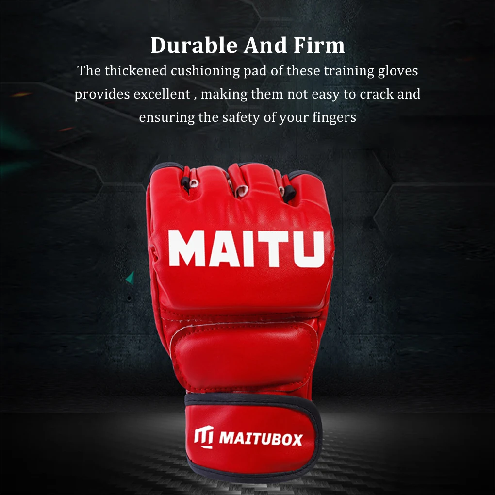 2025 New Professional Boxing Gloves Training Half Finger Leather Cushion for Sanda Boxing UFC Training Sandbag Knuckles