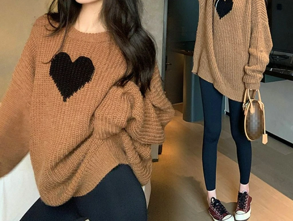 

Свитер в стиле ретро, женский осенне-зимний высококачественный свободный вязаный свитер в ленивом стиле