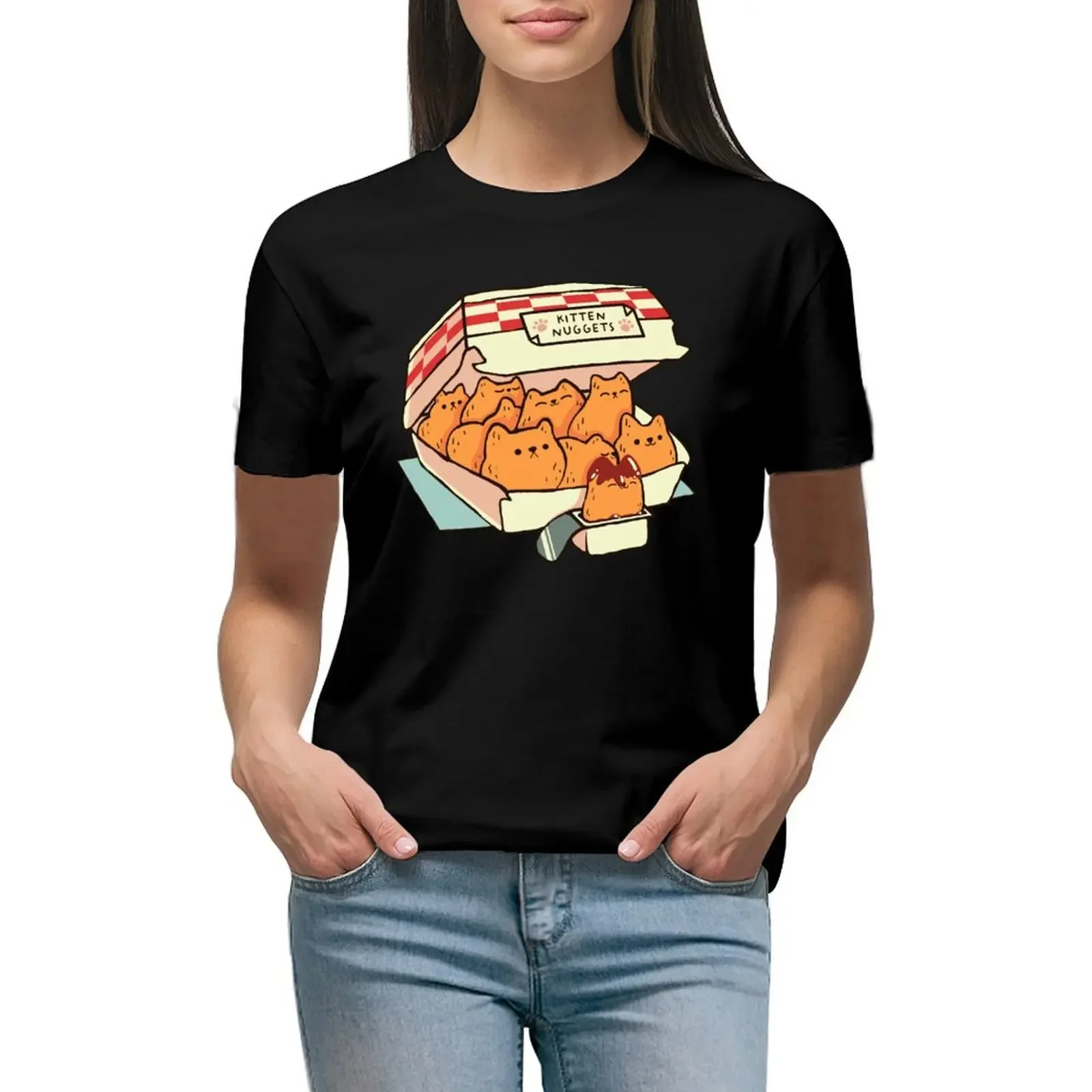 Kitten Nuggets Fast Food Cat by Tobe Fonseca T-Shirt tops animal print shirt for girls anime customizeds t shirt Women