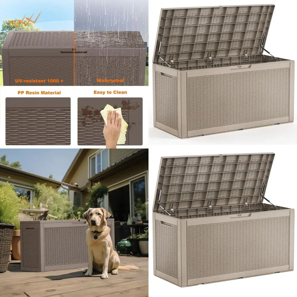 

120 Gallon Deck Box,Resin Outdoor Storage Box with Lockable for Patio Furniture, Pool Accessories, Garden Tools Waterproof Outsi