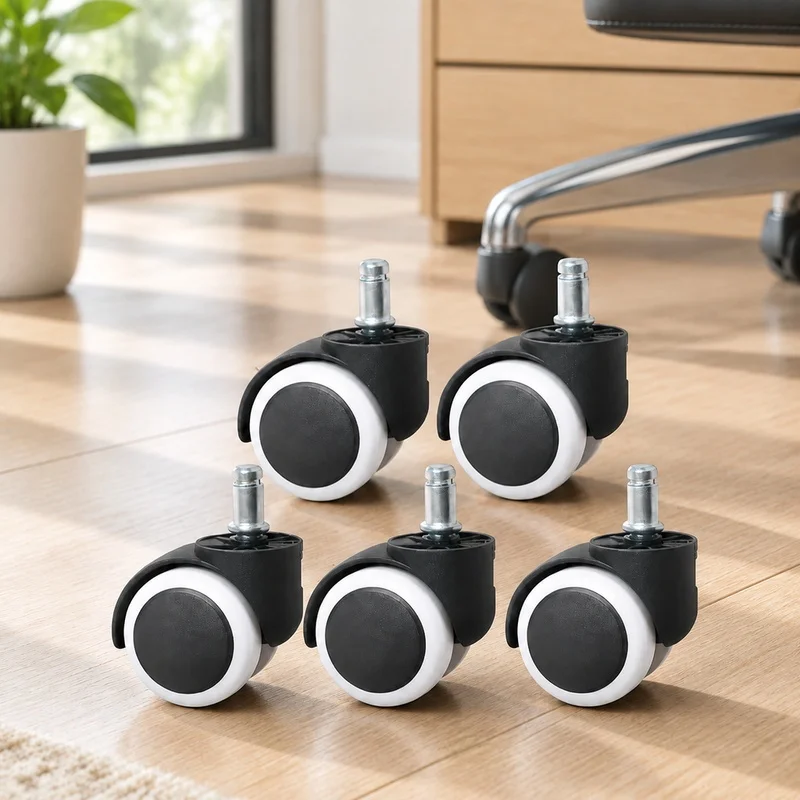 5-Pack Durable PU 2-Inch Office Chair Wheels with 10mm/11mm Screw Clips, Quiet Universal Casters