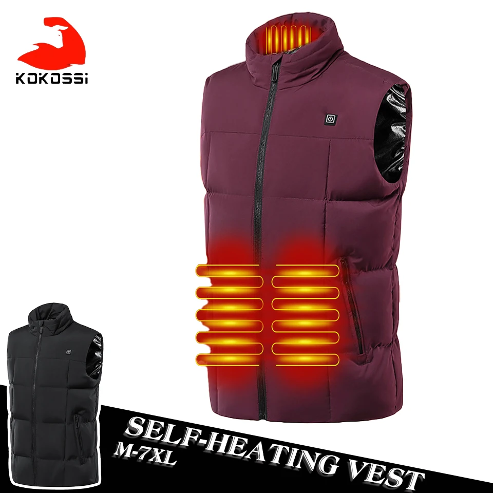 KoKossi Winter 9 Places Heated Vest Jacket Usb Heated Thermal Clothing Camping Hunting Climbing Sportswear Men Women Warmth Coat