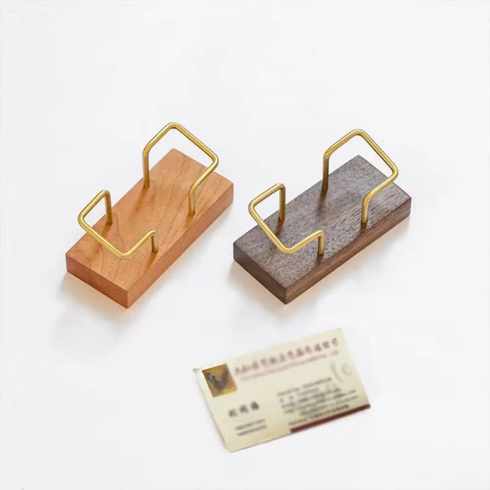 Tabletop Shelf Business Card Holder Walnut Wood Card Storage Cards Display Stand Metal Beech Wood Wooden Card Holder Manager