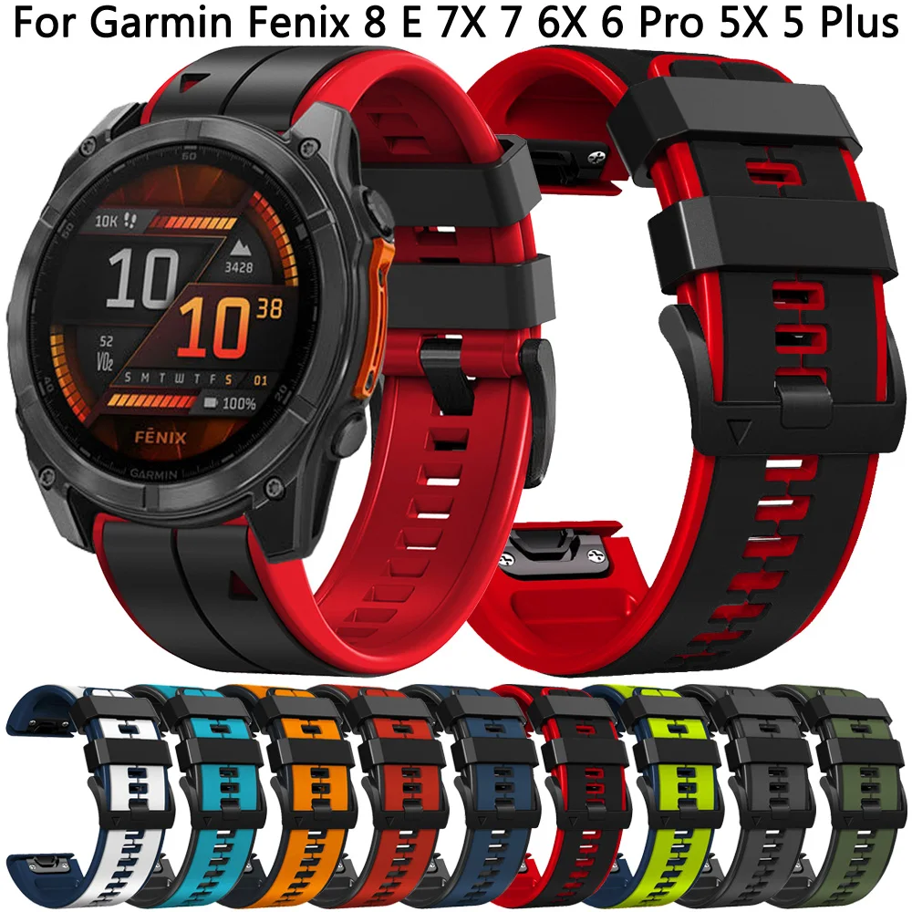 

Quickfit Strap 22mm 26mm For Garmin Fenix 8 E 7X 7 6X 6 Pro 5X 5 Plus Watch Band Epix Pro Gen 2 47mm 51mm 945 Silicone Bracelet