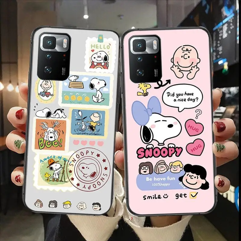 

Cute S-Snoopyes Phone Case For Redmi 9 9A 7A 10 8A 10A 8 Note 11 10S 7 11S Plus POCO X3 Pro Luxury Fashion Gift Luxury TPU Cover