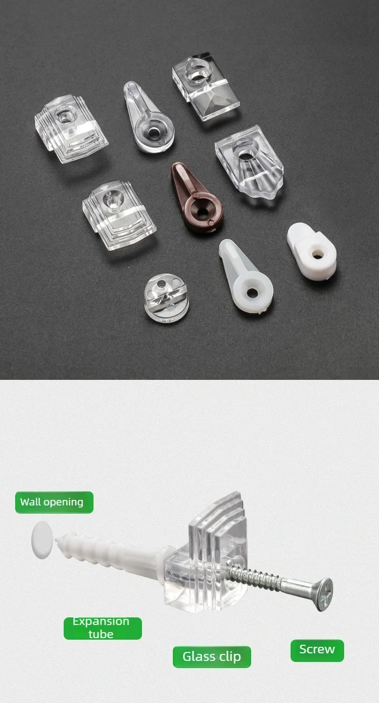 30 Sets Kunststoff-Glasbefestigungsclips, Spiegelhalterclips, Klemmen für Schranktürglasplatten, Spiegelschrank-Regalträger – Detail 5