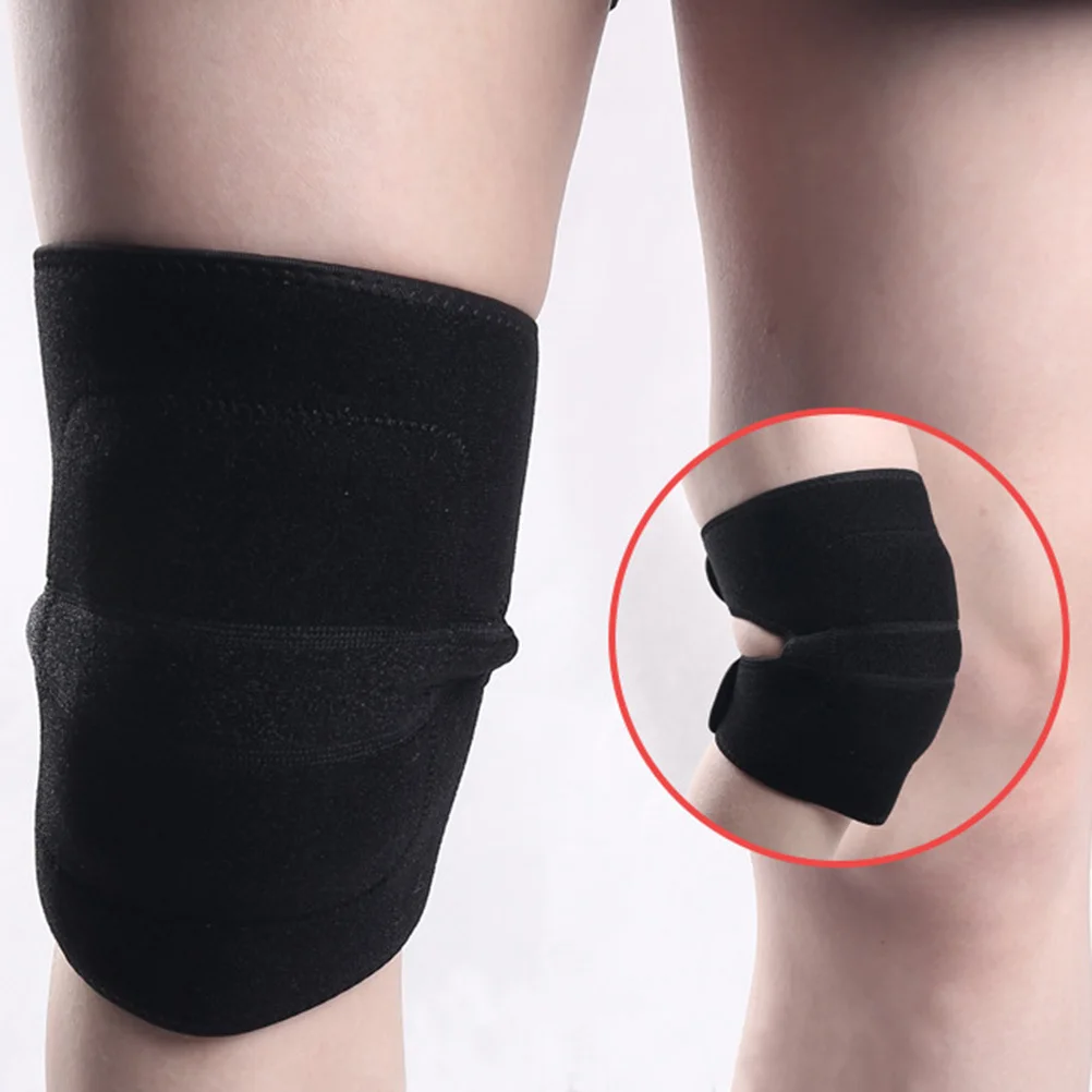 

1Pair Black Sponge Knee Support Thickened Elastic Outdoor Sports Kneepad Non Slip Double Straps Protective Sleeve for Gym Yoga