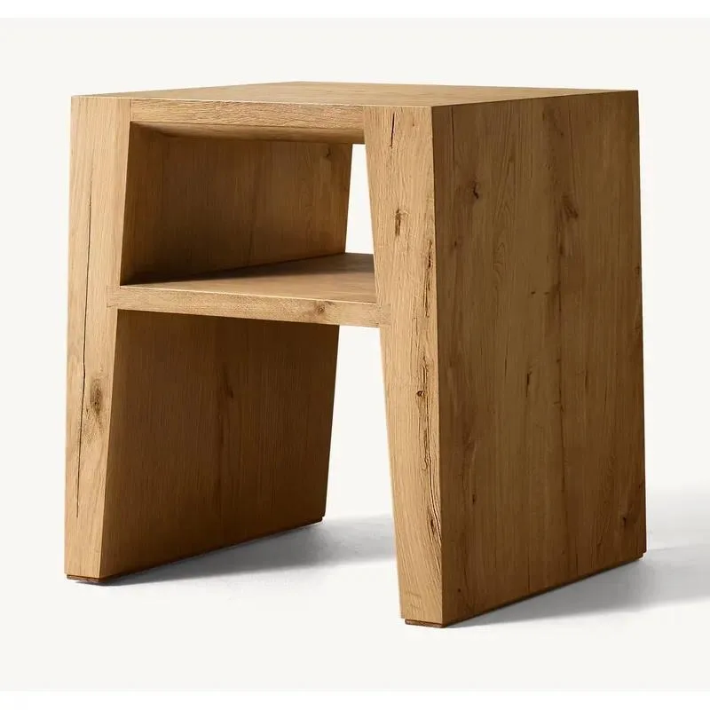 Exquisite Handmade Solid Wood Country Side Table with Drawers for Bedroom Home Decoration Furniture