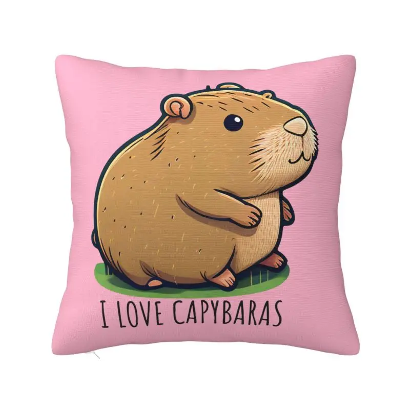 I Love Capybara Cushion Cover 66x66cm Polyester Animal Giant Cavy Throw Pillow Case Sofa Chair Square Pillowcase Home Decorative