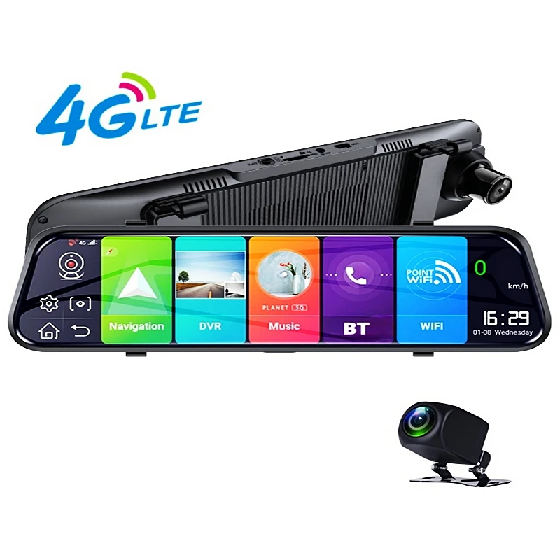 10 Inch 4G Android 8.1 Rear View Mirror Front And Rear Dual Lens Dash Cam With ADAS FHD WIFI GPS Navigation Reverse Camera