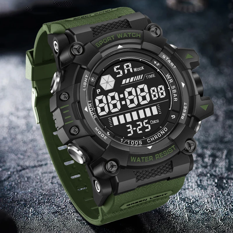 

FOXBOX Men Outdoor Sports Watch Fashion Waterproof LED Analog Digital Show Multifunction Big Dial Quartz Electronic Wristwatch